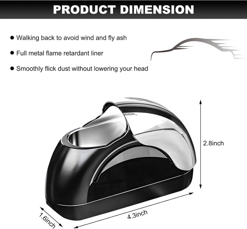 Wevdn Car Ashtray with Lid, Portable Smokeless Car Door Cigarette Ashtray with LED Light, Windproof Automotive Ash Tray for Most Car Home Office Outdoor Use, Car Accessories (Silver & Black) - Image 2